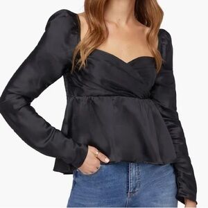 Justfab Black Satin Blouse